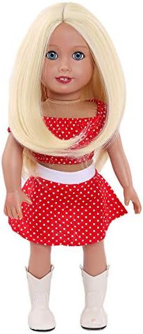 Перики за кукли Аидола за 18 'американски кукли, девојки подарок отпорен на топлина, долги права перики за замена на косата за 18' 'кукли DIY