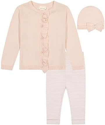 Облека за новороденчиња во Лора Ешли, поставена со џемпер за бебиња, хеланки и плетена капа, плетена облека за девојчиња, 0-18м