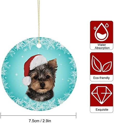 2021 Божиќен украс керамички двострани печатени кружни украси за Божиќни смешни миленичиња зачувување идеи подарок новогодишно дрво висечки