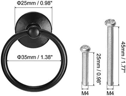 uxcell 6pcs тркалезни прстени се влече, фиоки за фиоки за црниот круг се справува со единечна дупка за гардероба за шкафчиња