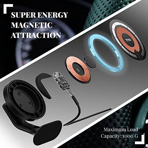 Mehidfy Magnetic безжичен полнач за автомобили, 15W брзо полнење Magsafe Car Mount за Tesla Model 3/Y, 360 ° Tesla Phone Charger,