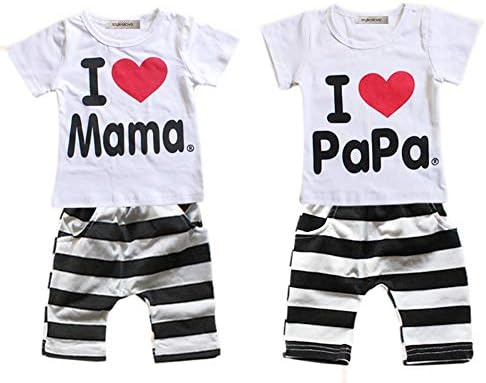 Stylesilove unisex бебе сакам маица мама или папа и панталони 2-парчиња