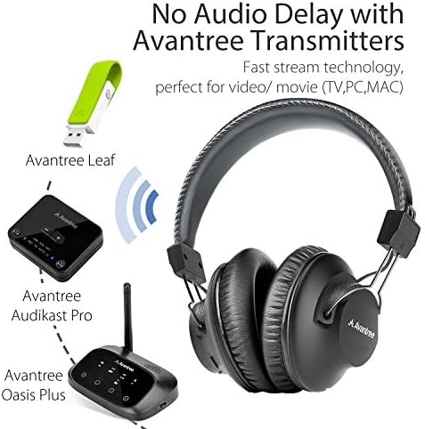 Avantree Аудиција Bluetooth 5.0 40 час безжични &засилувач; Жичен Преку Слушалки За Уши Со Микрофон За Компјутерска Телевизија Гледање,