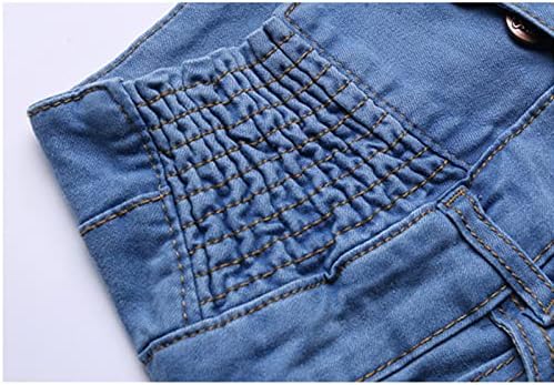 Maiyifu-GJ Women'sенски висок половински истегнување слаби фармерки тенок фит 4 копче тексас панталони цврсти бои за кревање Jeanан панталони