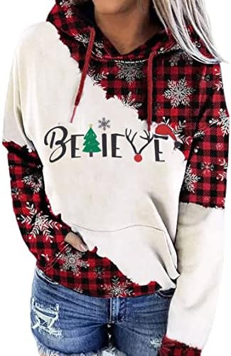 Intининг Верувајте за Божиќна маичка за жени кошула за новогодишна елка, Божиќна одмор графички обичен 1/4 Zip Pullover Tops Bluze