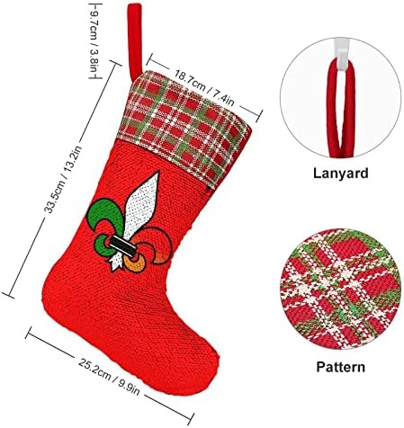 Fleur de lis Irish Italian Sequin Божиќни празнични чорапи за време