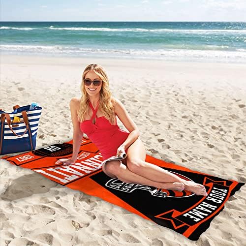 Синсинати обичај фудбалски плажа крпа, персонализирано име и број фудбалски плажа крпа песок бесплатно брзо суво, пешкир за бања цела сезона,
