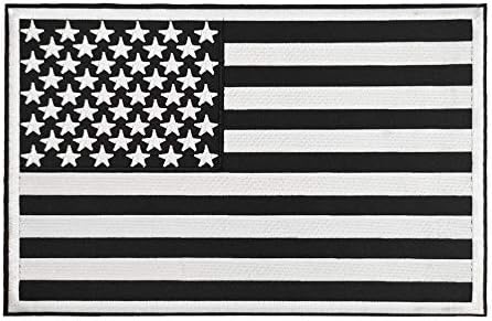 10 Големо црно -бело американско знаме во САД, внесено железо на лепенка за велосипедски елек на MC