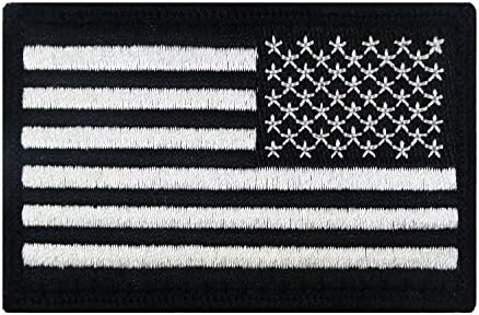 САД Обратно американско знаме со знаме на десната рака тактичка лепенка и јамка целосно извезени ознаки за морал