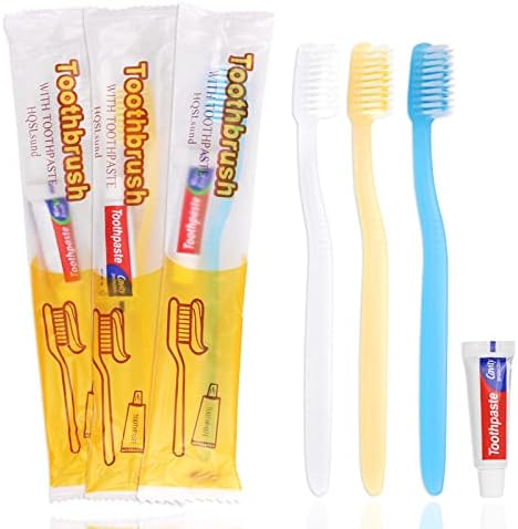 120 пакувања за заби за заби со паста за заби, индивидуално завиткани четки за заби за еднократна употреба Масовно четки за заби, средна