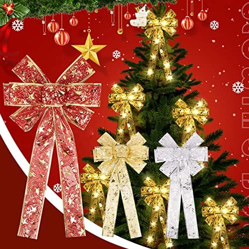 Блескав Божиќен Лак Висечки Приврзок Горниот Дел Од Дрвото Го Осветлува Лакот Виси Жичана Светилка На Батерии За Новогодишна Елка