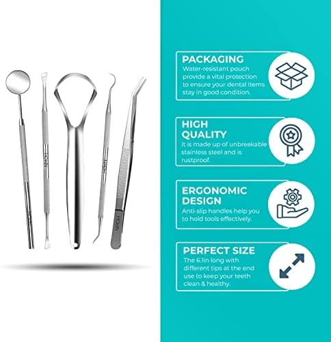 Стоматолошки избор, отстранувач на плаки за заби, стоматолошки алатки [5 пакет] Стоматолошки избори за отстранувач на плаки за чистење