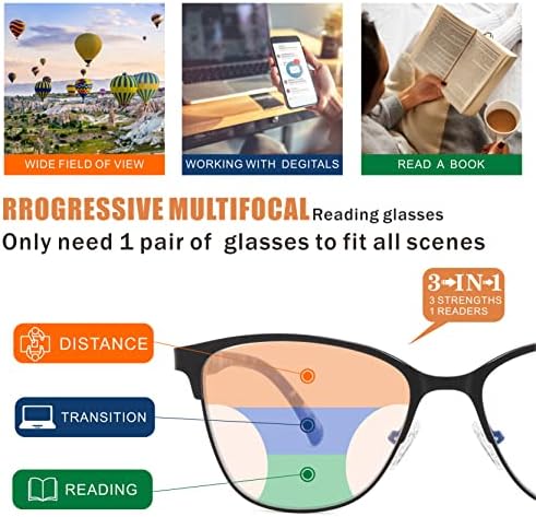 Sunamoy Прогресивно мултифокус очила за читање жени бифокални без линија мултифокален читач сина светлина компјутерска рамка за очила за