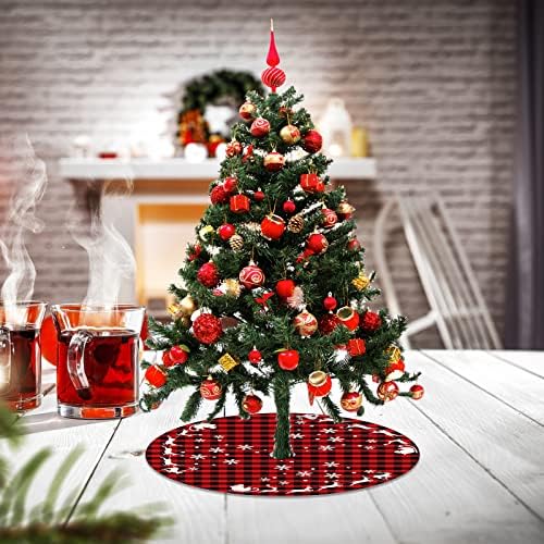 2 парчиња Мини здолниште на новогодишна елка 15 инчи Бафало Проверете карирано дрво здолниште црвено и црно карирано дрво здолниште Снегулка