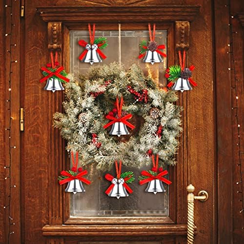 Божиќни украси на bellвонче 30 парчиња сребрени занаетчиски sвона со холи лисја бобинки метални џингл sвона за занаетчиски Божиќни дрво