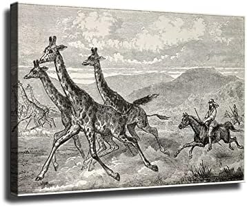 Лов на жирафа, едноставно сликарство, модерна апстрактна уметност масло сликарство слика печатење дневна соба дома декорација wallид