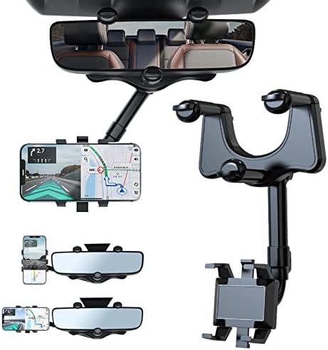 Rosyclo 360 ° ротатибилен и повлечен држач за телефони со автомобили, мултифункционално прилагодување на телефонот за прилагодување