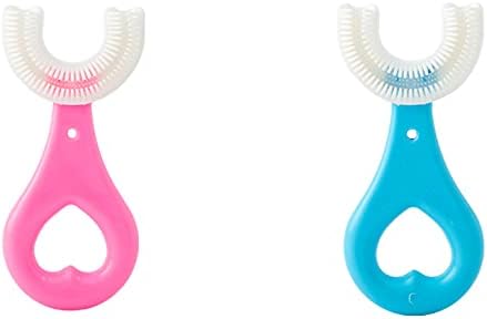 ZPC 2 парчиња четки за заби за деца со целосна рунда детска четка за заби во облик на U 360 ° дизајн за орален чистење за мали деца и