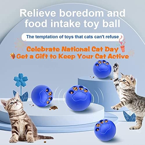 PKNOVEL 6PCS CAT BALL TOY INTERACTIVE CAT играчки играчки, 3 големи топки за оброк-диспензер и 3 вградени топки за bellвонки, интерактивна