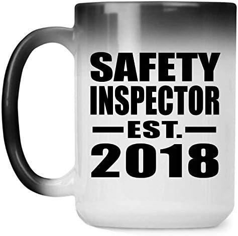 Дизајнифицирајте го безбедносниот инспектор воспоставен EST. 2018 година, 15oz боја Промена на кригла HEX чувствителна магична чај-чаша рачка,