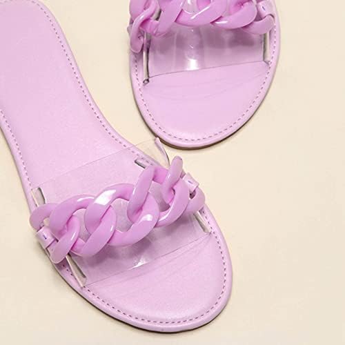 Сандали за жени летни обични рамни папучи бои за бонбони транспарентни удобни чевли на плажа римски сандал флип флоп