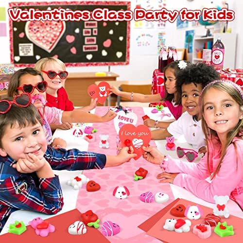 30 парчиња в Valentубени мочи моки играчки за деца забава фаворизираат в Valentубените срцеви розови мечки кучиња животински мочи, играчки за олеснување