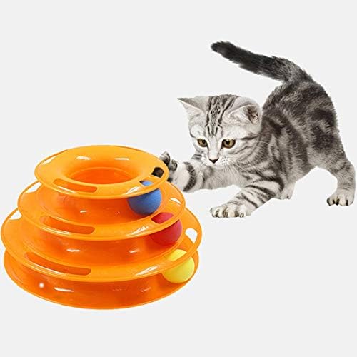 NC три нивоа обука за домашни миленици за забавни кули кула кула патеки со интелигенција тројно диск мачки играчки Ballcataccessoriespetpet