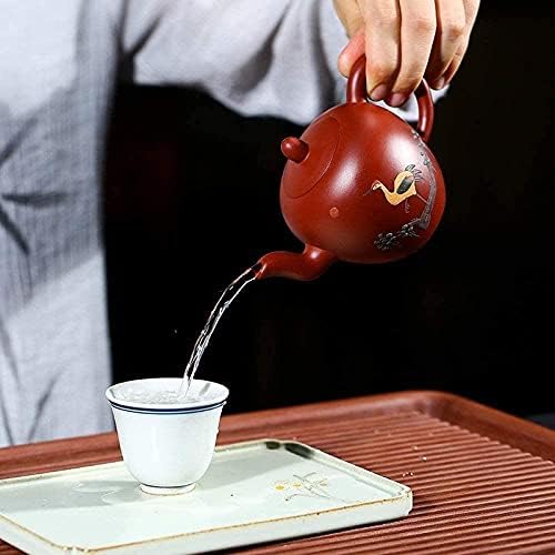 Едноставна и креативна котел чајничка руда чиста чаша црвена убавина рамо кал, обоен чај од чајник, лесен за носење / A1 / чајник,
