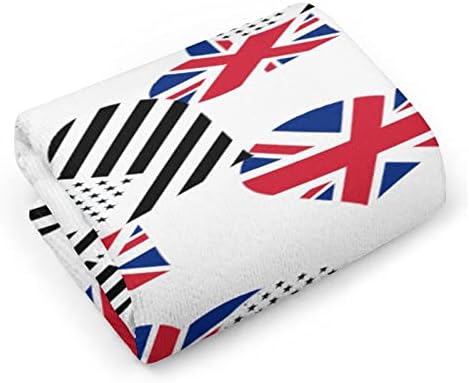 Британско знаме и американско знаме рачни крпи за лице за миење на телото меки меки за миење садови со слатки печатени за кујна за кујна