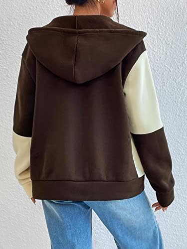 Wdiирара за жени во боја на Wdirara zip zip zip up hoodie sweatshirts со џеб