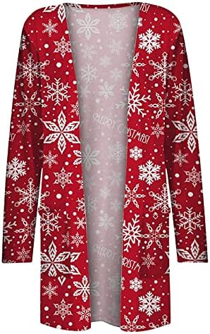 Christmasенски Cardigan Cardigan Swrowesi Shigntig Cardigan Stim Fit Отворен предниот дел за дишење со долги ракави со лесна надворешна облека