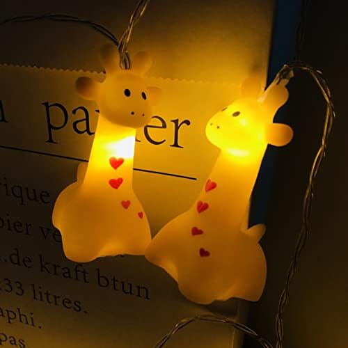 Животински ноќни светла жирафа жици светла 5.4ft батерија управувана со жица за спални страни 10 LED за деца во спална соба