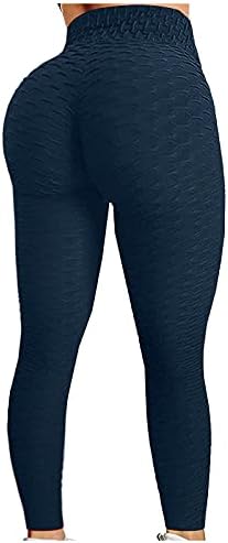 Хеланки за Вежбање За Жени Мода 2023 Еднобојни Јога Панталони Со Висок Струк Секојдневно Удобно Еластично Хеланки За Вежбање