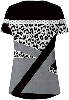 2023 летни врвови за жени Неправилни исечени хемлин маички геометриски тони за топи на бои на врвови со кратки ракави блуза за екипаж