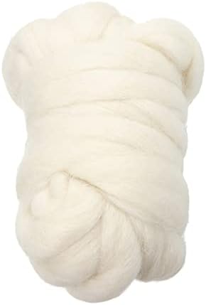 ТВЛАР 100G крем бела фелинг волна волна со шиење на шиење на рака, вртејќи ја куклата сурова волна, се чувствуваше