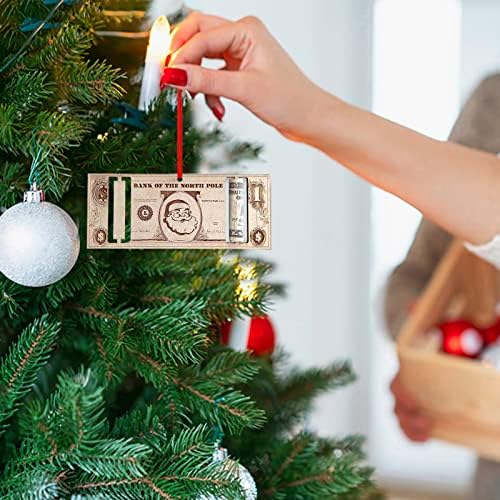 Божиќ уникатен носител на пари Дедо Мраз, рачно изработен дрвен приврзок за новогодишни елки, Божиќ уникатен носител на пари за подарок