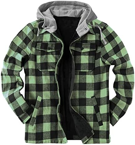 Машки ватиран обложен фланелен кошули јакни случајно копче надолу топло есен зимски палто карирана карирана јакна