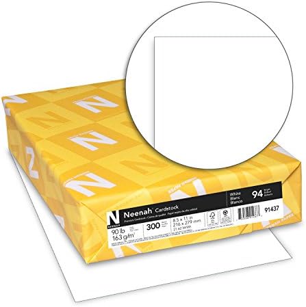 Cardstock на Neenah White Index, 300 листови, 110 lb/199 ​​GSM, 94 осветленост, 8,5 x 11 & Neenah Cardstock, 8,5 x 11, 90 lb/163 GSM