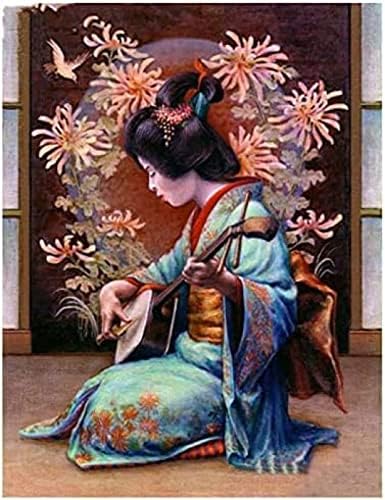 НОВ 5Д DIY дијамантски сликарство јапонски кимоно цвет гејша вез за убавина везење ринестон мозаик дома украс крст -бод комплетен комплет за вежбање