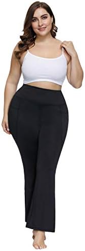 Hannaенски николе Plusенски плус големина за подигање јога панталони со џебови со високи панталони за тренингот со половината