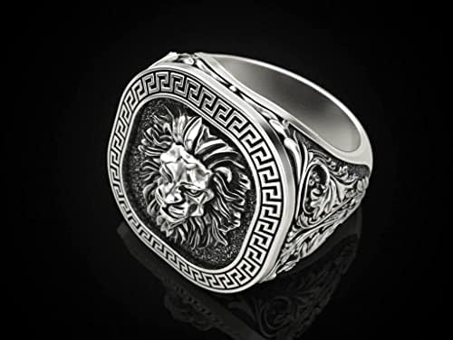 SSJEWEL Рачно изработен лав -потпис прстен Стерлинг сребрен лав животински прстен сребрен оксидаза Лео хороскопски знак прстен прстен