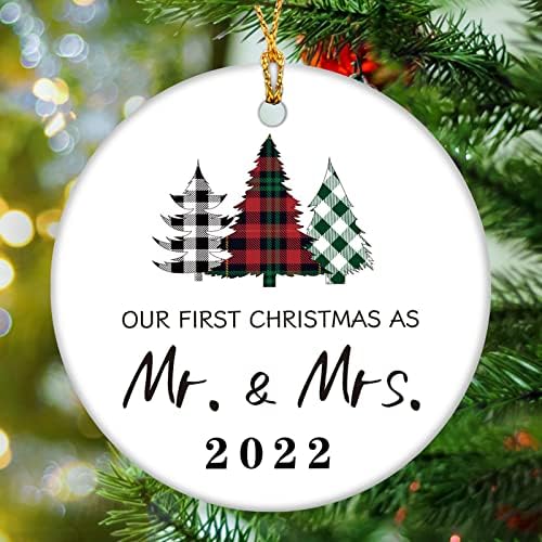 Декорации на новогодишни елки, Божиќни украси 2022, нашиот прв Божиќ оженет украс 2022, 2022 Божиќ украс за новородени парови.