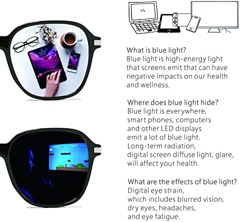 Zleny сина светлина за блокирање очила, анти -очила, очила за читање на компјутер, очила за игри, ТВ очила за мажи и жени