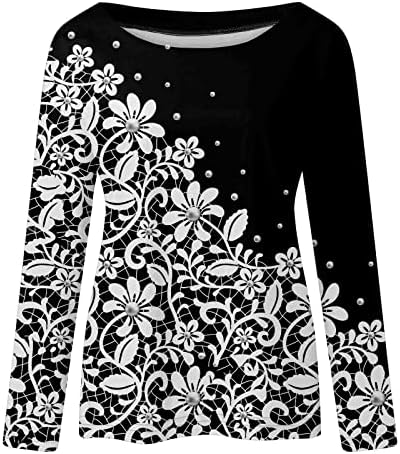 Маица женска летна есен облека со долги ракави екипаж памук памук графички обичен блуза за жени РК РК