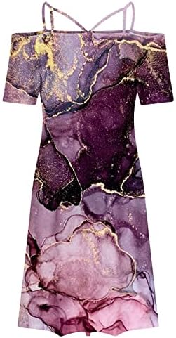 Fragarn Најдобри женски подароци 2023 година, женски секси случајни случајни ленти за прилагодување на рамото печатени миди фустан