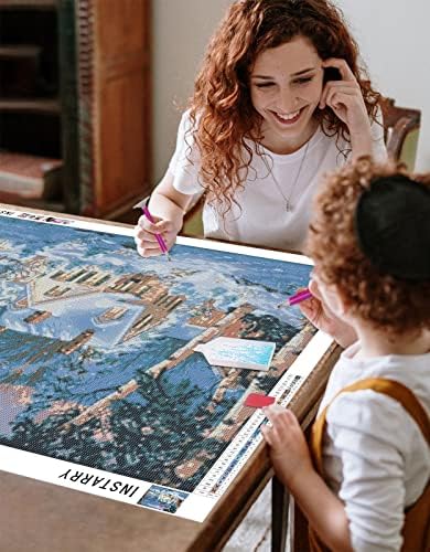 Интар 5Д Дијамантски комплети за сликање за возрасни со голема големина целосна вежба Божиќна кабина мозаик везови wallид декор 29,5x19,7