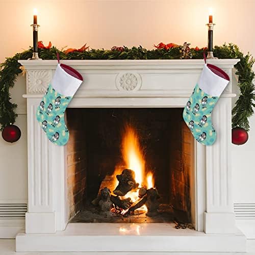 Зебра животни шема Божиќни чорапи за порибување со кадифен камин што виси за Божиќно дрво