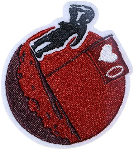 JPT - Астронаут Марс знаме извезено апликација Ironелезо/шиење на закрпи Слатка слатка лого -лепенка на елек јакна од кошула капа за облека