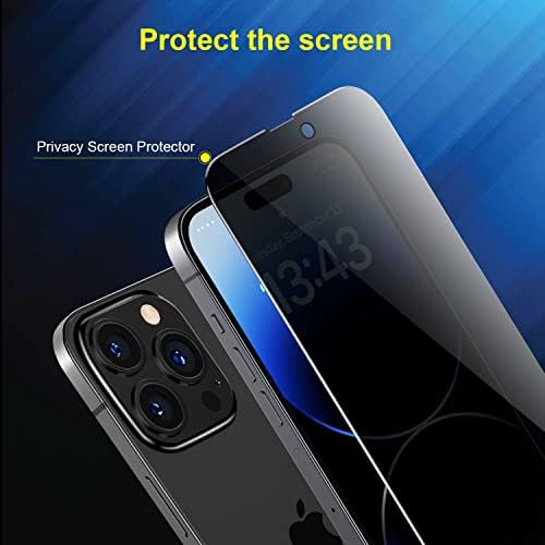 За iphone 14 Pro Max Заштитник На Екранот: 6,7 Инчен Заштитник На Екранот За Приватност Калено Стакло Анти Шпионски Црни Приватни Заштитници