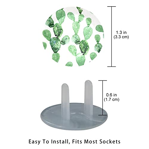 Дарлинг зелена кактус излез на приклучокот опфаќа 12 пакувања - капаци за приклучок за безбедност на бебиња - трајни и стабилни